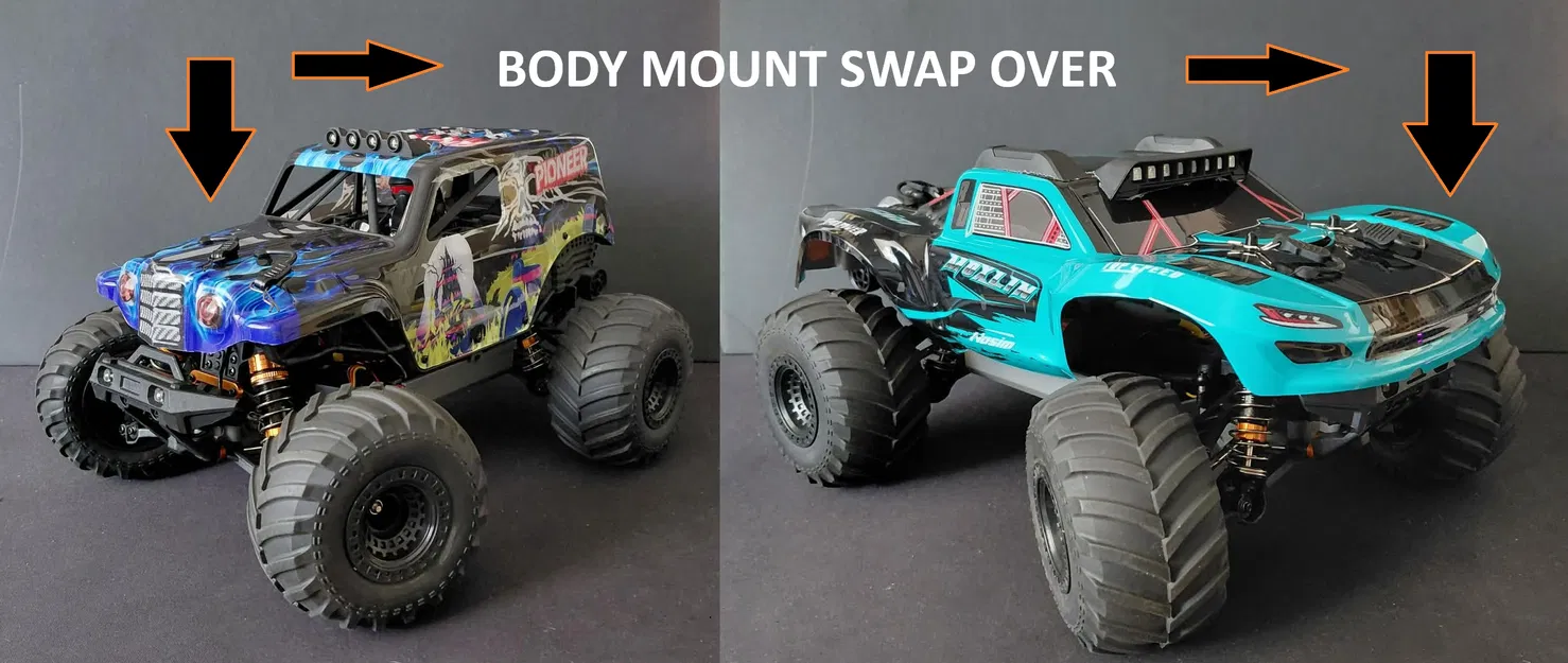 Bộ gá vỏ xe RC 1/14 Hosim (Womaqu) cho dòng xe Hosim M13 Short Course - Image 1