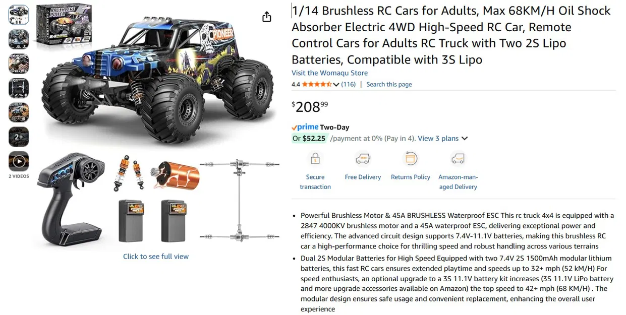 Bộ gá vỏ xe RC 1/14 Hosim (Womaqu) cho dòng xe Hosim M13 Short Course - Image 11