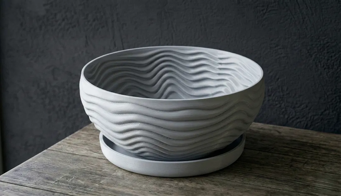 Chậu Cây Họa Tiết Sóng Tùy Chỉnh Kèm Khay Thoát Nước - Image 8