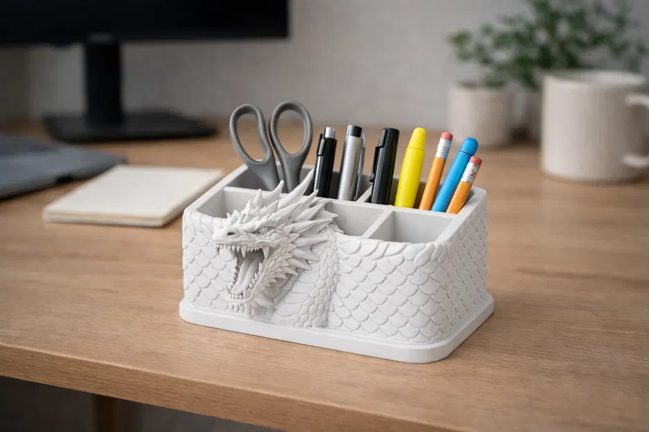 Ống cắm bút hình rồng - Dragon Desk Organizer - Image 1