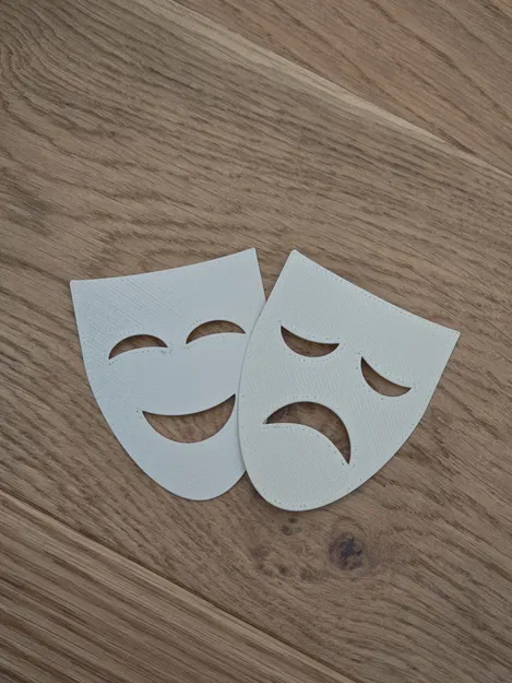 Mô hình mặt nạ kịch nghệ Comedy and Tragedy - Mẫu 3D ấn tượng - Image 1