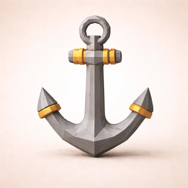 Mô hình Mỏ Neo Tàu Biển Phong Cách Low Poly In 3D Sắc Nét - Image 1