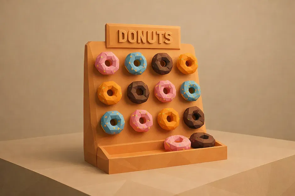 Kệ trưng bày bánh Donut phong cách Low Poly cực chất cho tiệm bánh - Image 1