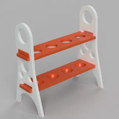 Giá đỡ 4 ống nghiệm tối giản (Simple stand for 4 test tubes)