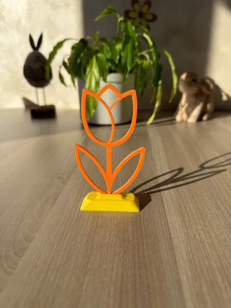 Mô hình trang trí hoa tulip line art tinh tế cho không gian 3D - Image 1