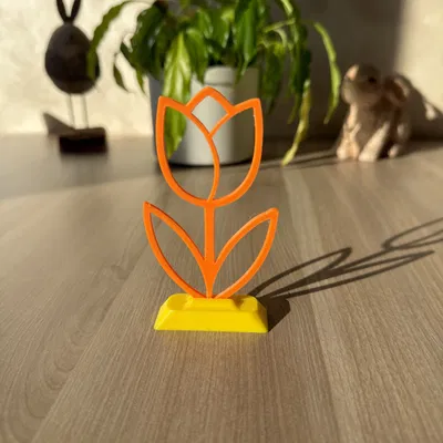Mô hình trang trí hoa tulip line art tinh tế cho không gian 3D
