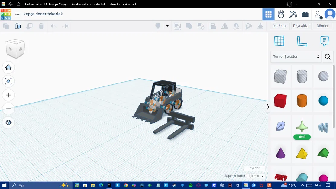 Mô hình xe xúc lật (kepçe) kèm càng nâng độc đáo - Tự in 3D - Image 1