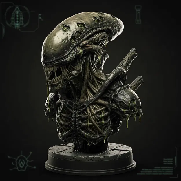 Tượng bán thân Undead Xenomorph 3D cực chi tiết cho người hâm mộ - Image 1