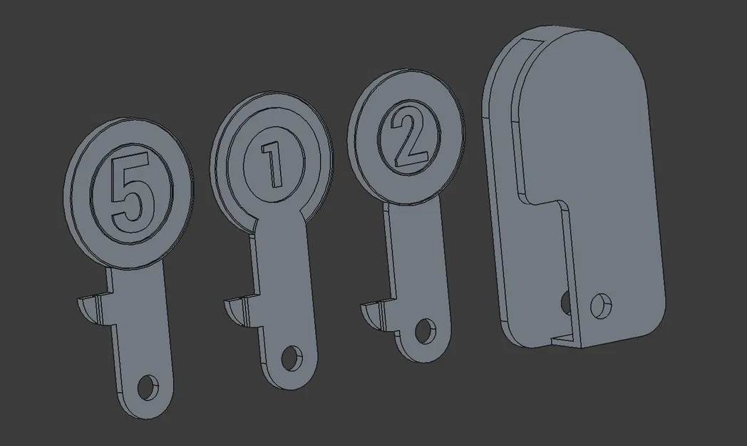 Bộ móc khóa thẻ nhựa cho xe đẩy siêu thị (5, 2, 1 PLN) kèm hộp đựng - Image 1