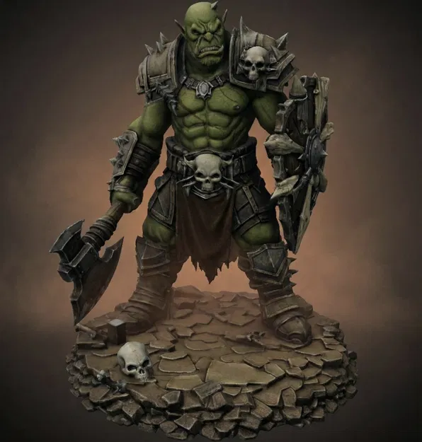 Bloodbound Realms – Orc – Chiến binh phá khiên (Miniature STL Dark Fantasy) - Image 1