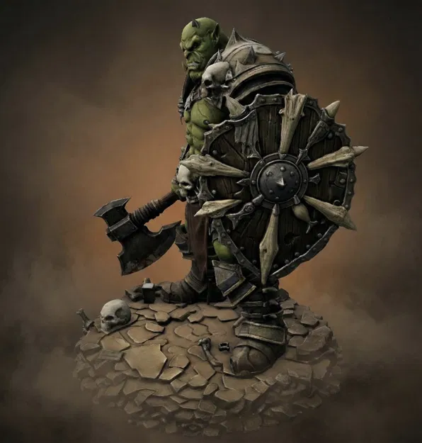 Bloodbound Realms – Orc – Chiến binh phá khiên (Miniature STL Dark Fantasy) - Image 2