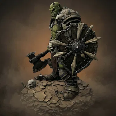Bloodbound Realms – Orc – Chiến binh phá khiên (Miniature STL Dark Fantasy)