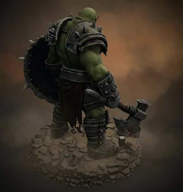 Bloodbound Realms – Orc – Chiến binh phá khiên (Miniature STL Dark Fantasy) - Image 3