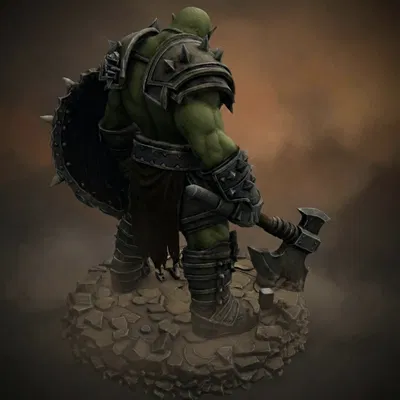 Bloodbound Realms – Orc – Chiến binh phá khiên (Miniature STL Dark Fantasy)