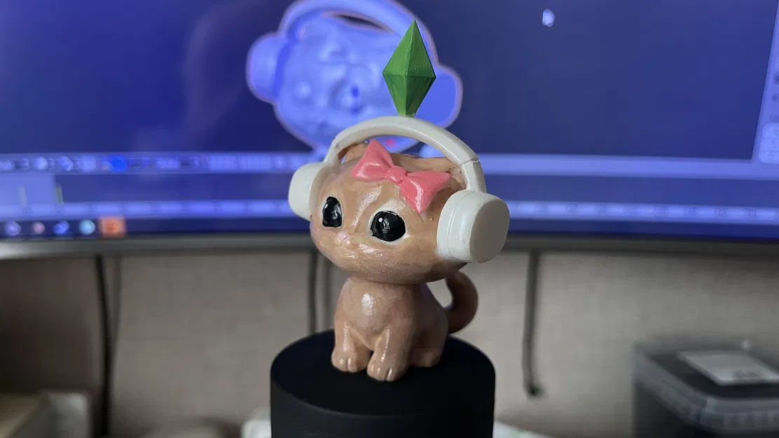 Mô hình 3D Mèo The Sims đeo tai nghe | Đầu tĩnh - Image 1