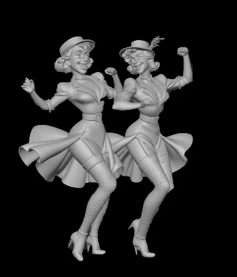 Mô hình 3D hai nữ vũ công Modern Jazz cổ điển đầy nghệ thuật - Image 1
