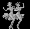 Mô hình 3D hai nữ vũ công Modern Jazz cổ điển đầy nghệ thuật - Thumbnail 1