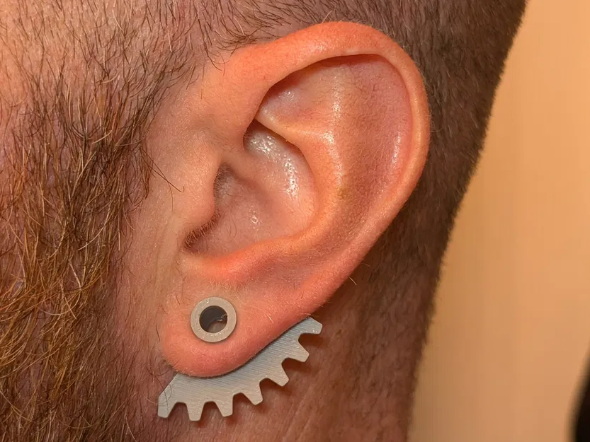 Khuyên tai Tunnel hình bánh răng 8mm - Phụ kiện 3D độc đáo - Image 1