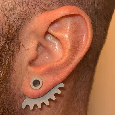 Khuyên tai Tunnel hình bánh răng 8mm - Phụ kiện 3D độc đáo