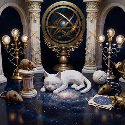 Mô hình Mèo Ngủ Low-Poly