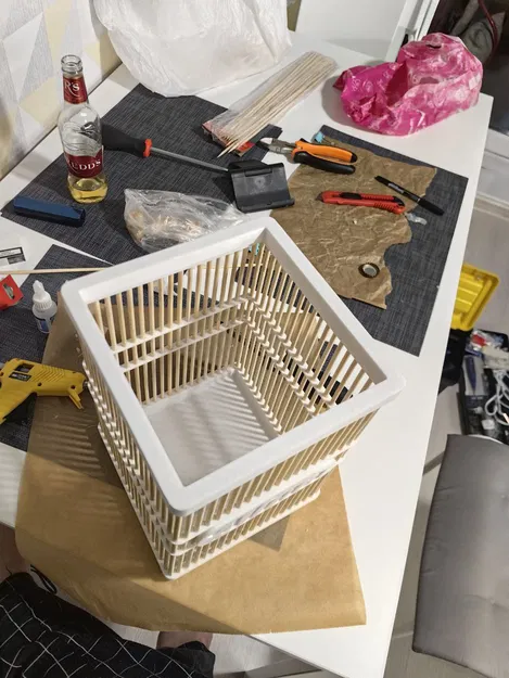 Giỏ đựng đồ làm từ que xiên gỗ - Image 2