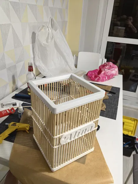 Giỏ đựng đồ làm từ que xiên gỗ - Image 3