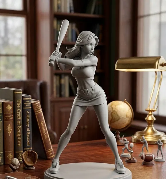 Mô hình 3D cô gái chơi bóng chày năng động và ấn tượng - Image 1