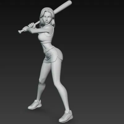 Mô hình 3D cô gái chơi bóng chày năng động và ấn tượng