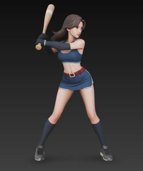 Mô hình 3D cô gái chơi bóng chày năng động và ấn tượng - Image 3