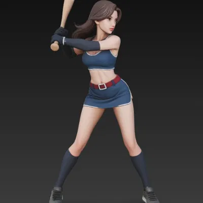 Mô hình 3D cô gái chơi bóng chày năng động và ấn tượng