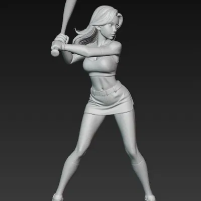 Mô hình 3D cô gái chơi bóng chày năng động và ấn tượng