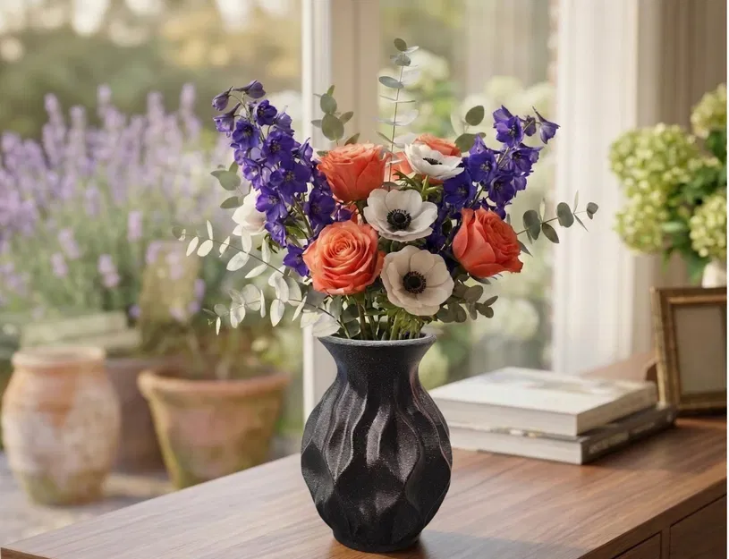 Bình hoa Obsidian Ripple hiện đại - Image 1