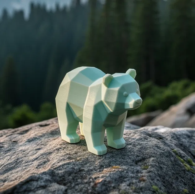 Mô hình chú gấu Barry (Barry the Bear) phong cách Low Poly trang trí - Image 1