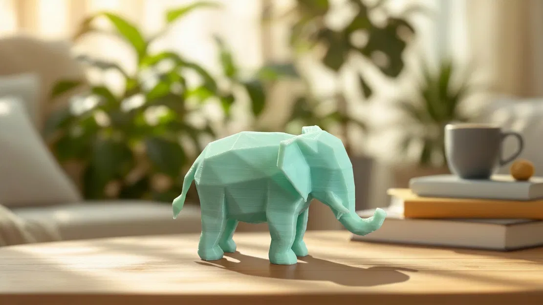 Mô hình 3D tượng voi Low-Poly Elias trang trí độc đáo - Image 1