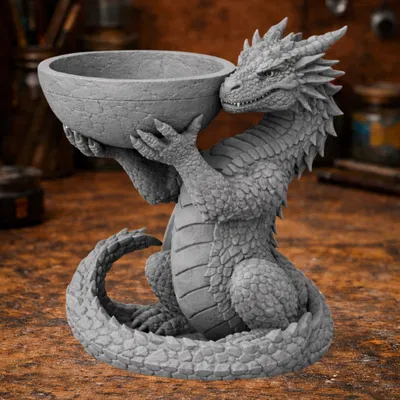 Mô hình rồng giữ bát đá trang trí - Phụ kiện decor độc đáo