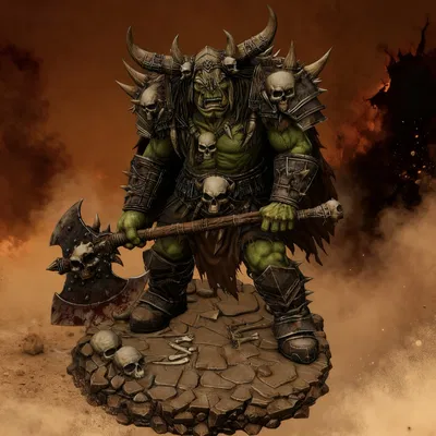 Bloodbound Realms – Orc – Skullcrusher Warchief (Mô hình thu nhỏ in 3D)