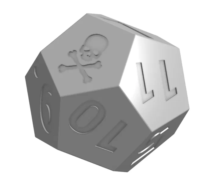 Xúc xắc D12 hình đầu lâu - Xúc xắc rỗng bị nguyền rủa - Image 2