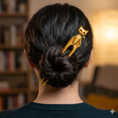 Kẹp tóc đôi hình mèo phong cách hiện đại