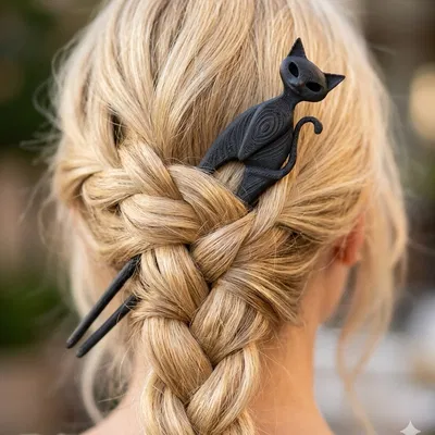 Kẹp tóc đôi hình mèo phong cách hiện đại