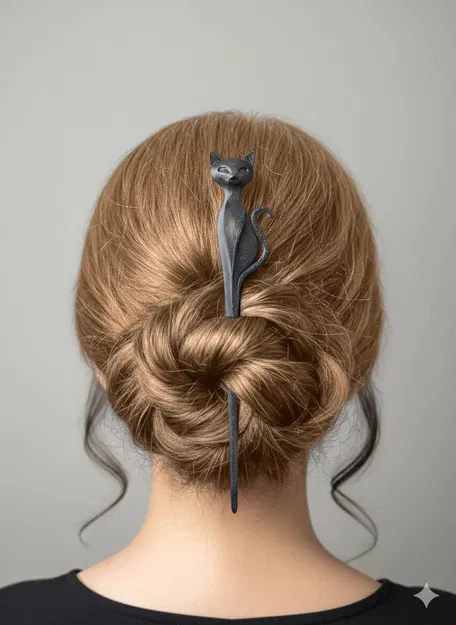 Kẹp tóc hình mèo đen - Image 1