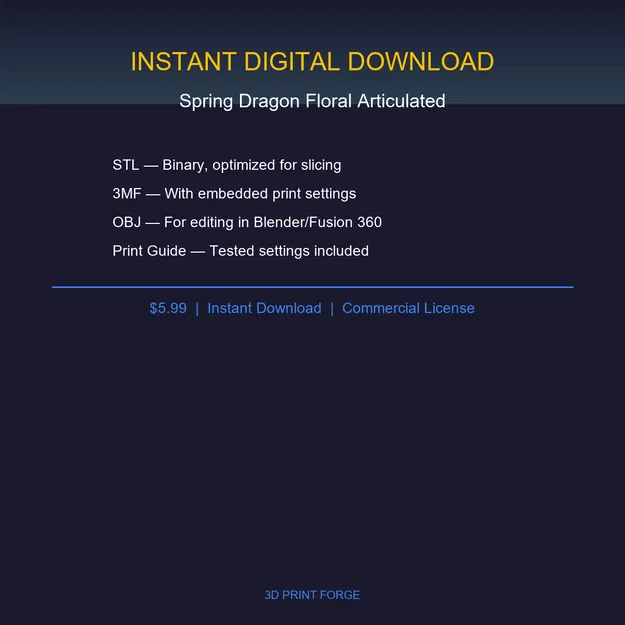 Mô hình rồng hoa khớp nối (Spring Dragon Floral) - File STL in 3D - Image 2