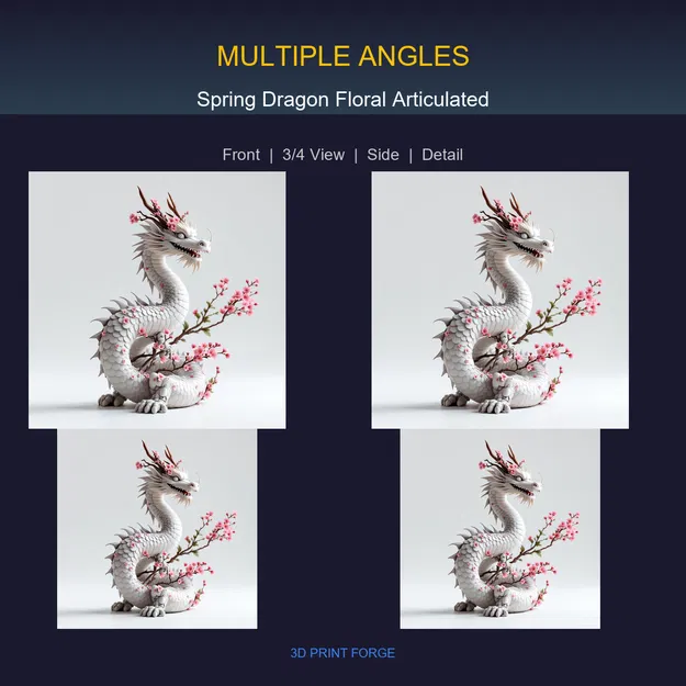 Mô hình rồng hoa khớp nối (Spring Dragon Floral) - File STL in 3D - Image 3