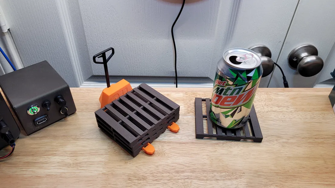 Bộ đế lót ly hình Pallet GMA và xe đẩy hàng 3D - Image 2