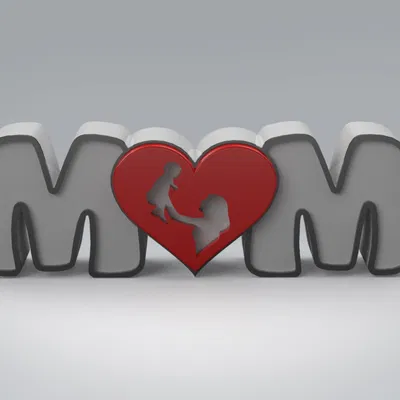 Mô hình 3D trang trí chữ MOM kết hợp hình ảnh tình mẫu tử ý nghĩa