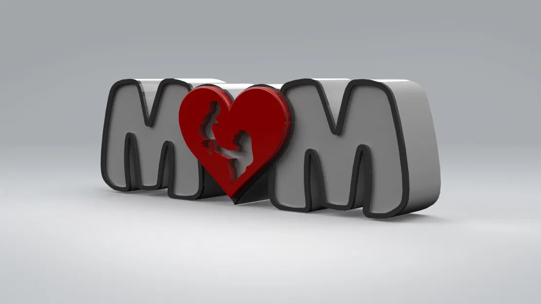 Mô hình 3D trang trí chữ MOM kết hợp hình ảnh tình mẫu tử ý nghĩa - Image 2