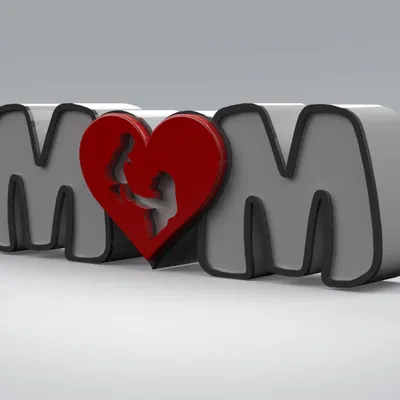 Mô hình 3D trang trí chữ MOM kết hợp hình ảnh tình mẫu tử ý nghĩa