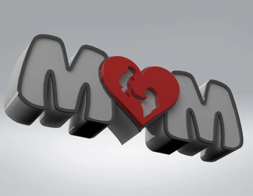 Mô hình 3D trang trí chữ MOM kết hợp hình ảnh tình mẫu tử ý nghĩa - Image 3