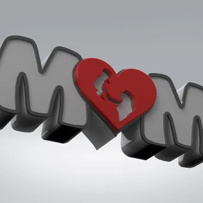 Mô hình 3D trang trí chữ MOM kết hợp hình ảnh tình mẫu tử ý nghĩa