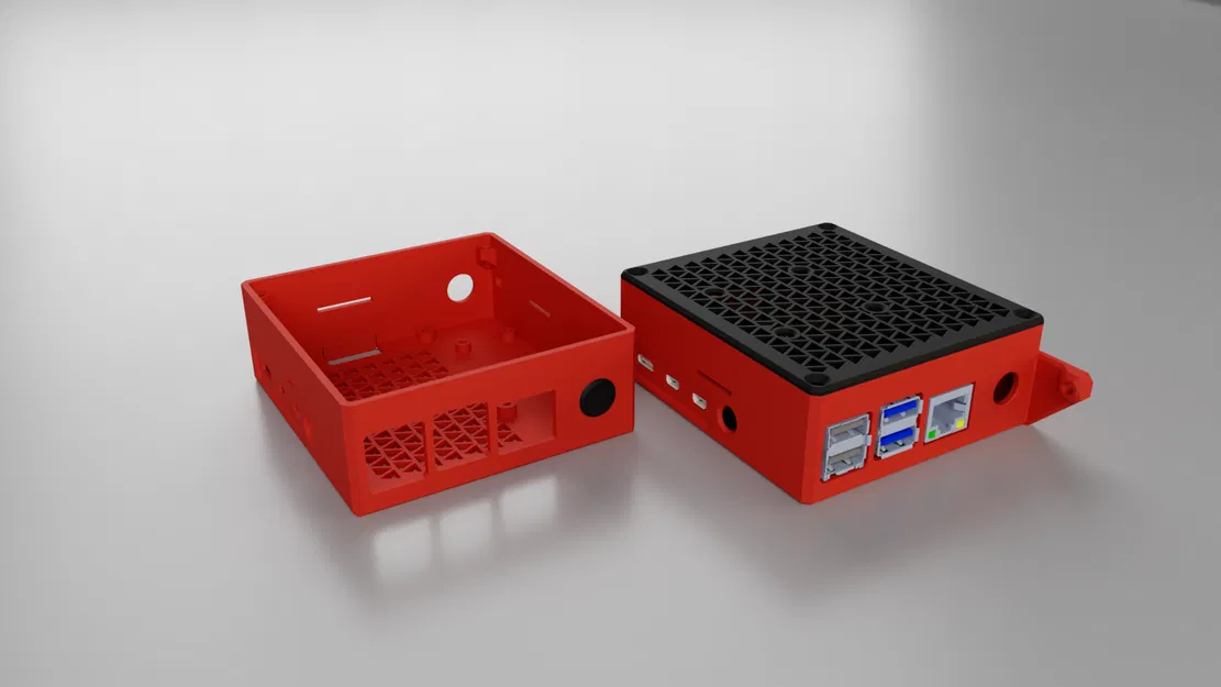 Case Raspberry Pi 4 kèm bộ hạ áp - Gắn quạt 40mm - Tương thích Prusa i3 MK3 và treo tường - Image 1