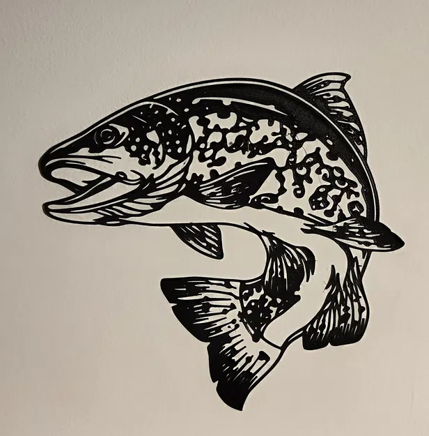 Tranh treo tường 3D hình cá hồi Trout đẹp mắt - Image 1